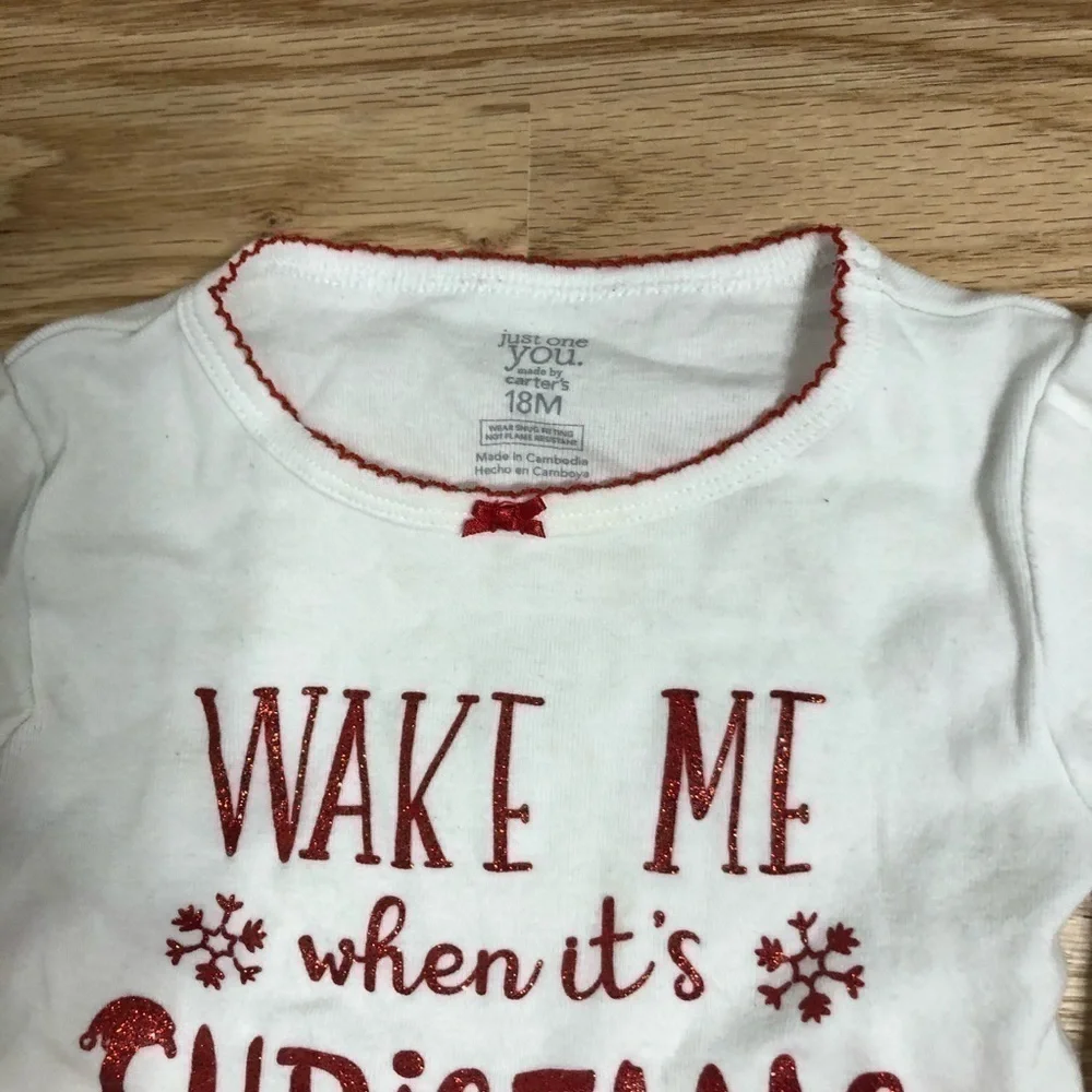 18 Month Christmas Bundle Pajamas Outfit Old Navy Plaid White Red Green Girls